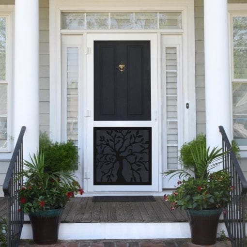 Black Oak Tree Insert Vinylcraft Screen Door Front View by Screen Tight