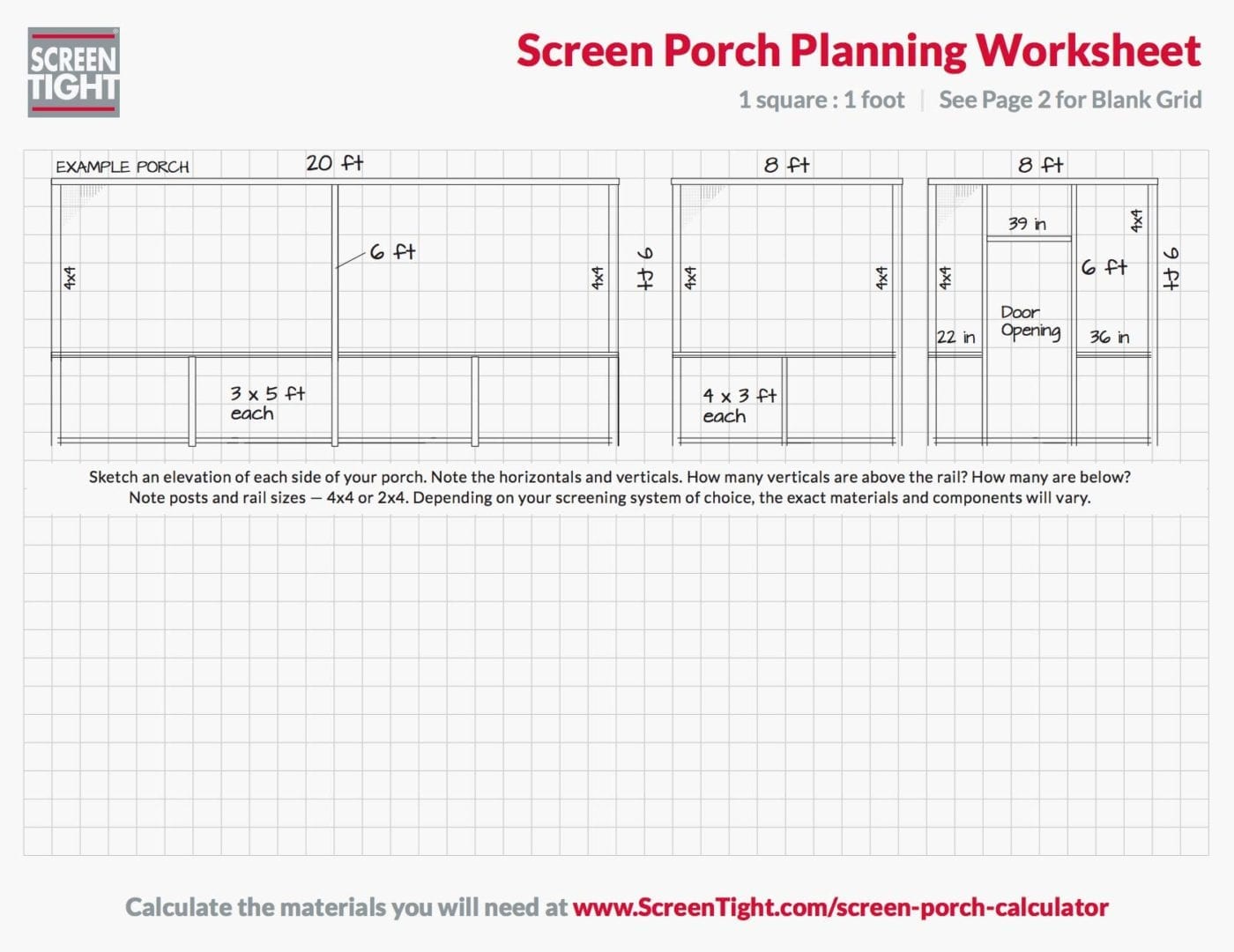 Porch Planning Worksheet