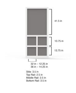 Lafayette Wide Stile Solid Vinyl Screen Door Dimensions by Screen Tight