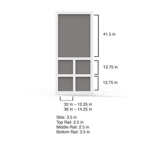 Lafayette Wide Stile Solid Vinyl Screen Door Dimensions by Screen Tight