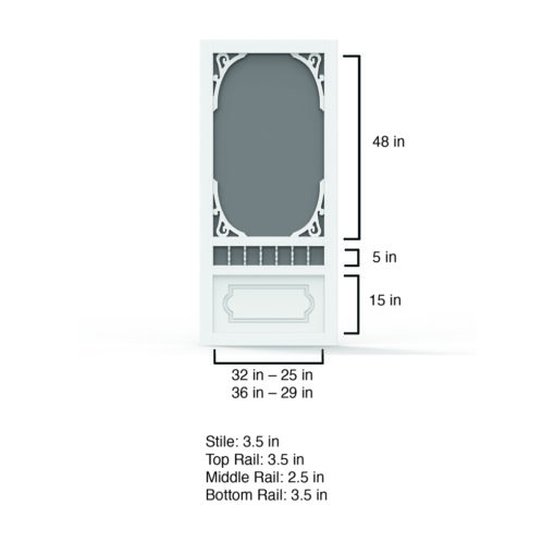 Belle Harbour Vinyl Screen Door Dimensions from Screen Tight