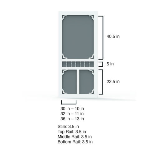 Carolina White Vinyl Screen Door Dimensions from Screen Tight