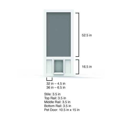 Chesapeake Vinyl Screen XL Pet Door Dimensions from Screen Tight