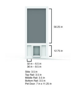 Chesapeake Solid Vinyl Medium Screen Door Dimensions from Screen Tight