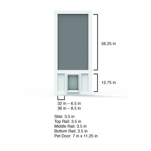 Chesapeake Solid Vinyl Medium Screen Door Dimensions from Screen Tight