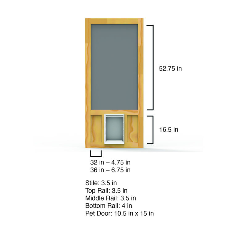Chesapeake Wood Screen Door with XL Pet Door Screen Tight