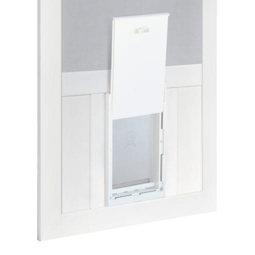 Chesapeake Vinyl Medium Pet Door Close View from Screen Tight