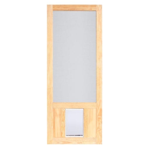 Chesapeake Wood Screen Door with XL Pet Door By Screen Tight