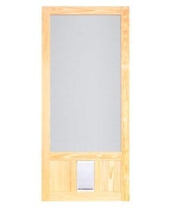 Chesapeake Wood Screen Door with Medium Pet Door by Screen Tight