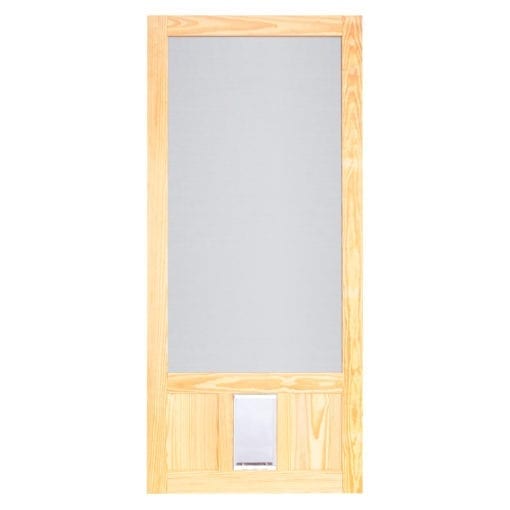 Chesapeake Wood Screen Door with Medium Pet Door by Screen Tight