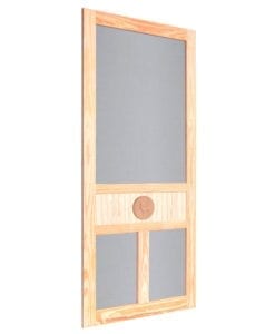 Deer Medallion Wood Door Side View By Screen Tight