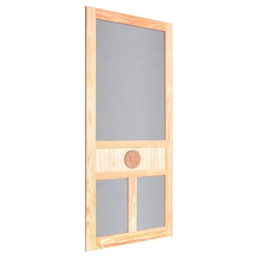 Deer Medallion Wood Door Side View By Screen Tight