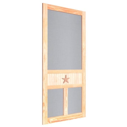 Starfish Medallion Wood Screen Door Side View from Screen Tight