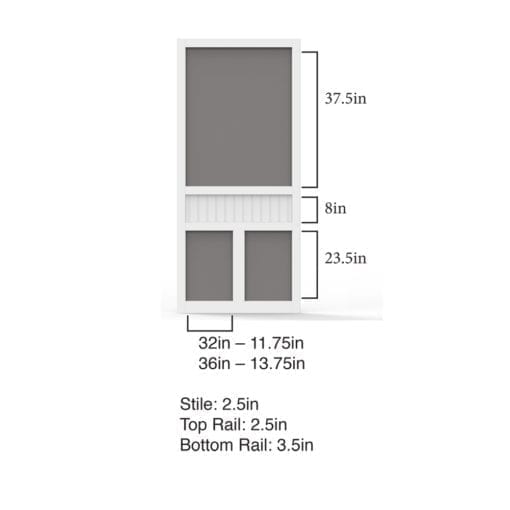 Medallion Solid Screen Door Dimensions from Screen Tight