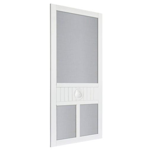 Pawleys Shell Medallion Solid Vinyl Door Side View by Screen Tight