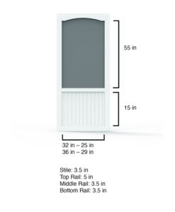 Seabrook Solid Vinyl Screen Door Dimensions from Screen Tight