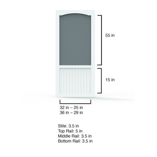 Seabrook Solid Vinyl Screen Door Dimensions from Screen Tight