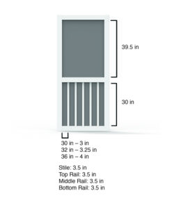 Solid Vinyl Five Bar Screen Door Dimensions