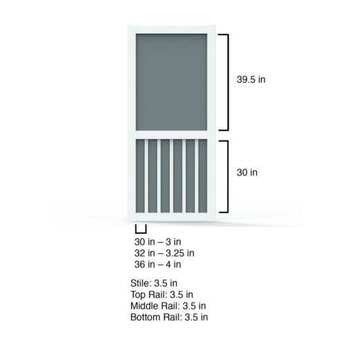 Solid Vinyl Five Bar Screen Door Dimensions