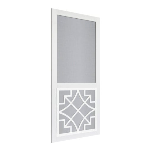 Belle White Insert Solid Vinylcraft Screen Door Side View by Screen Tight