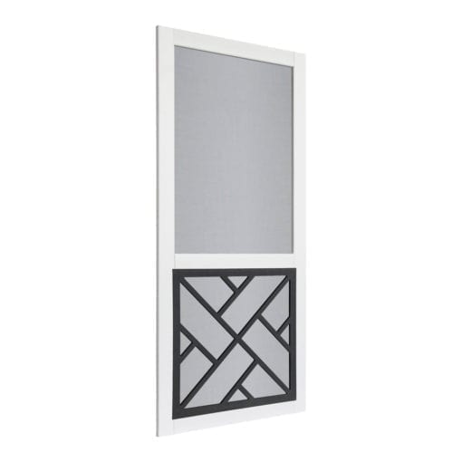 Chippendale Black Insert Solid Vinylcraft Screen Door Side View by Screen Tight