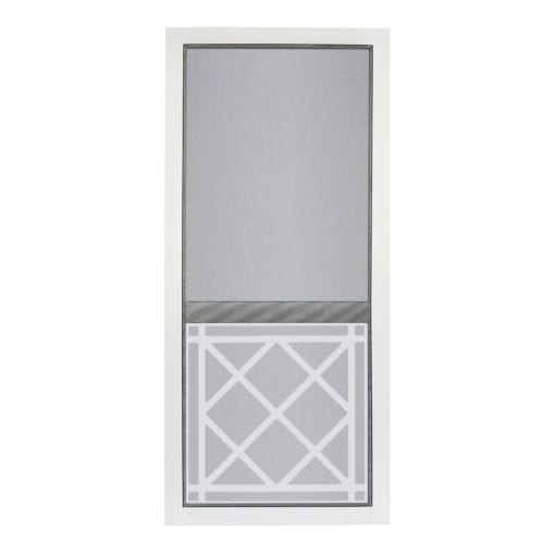 White Saint Augustine solid vinyl screen door from Screen Tight