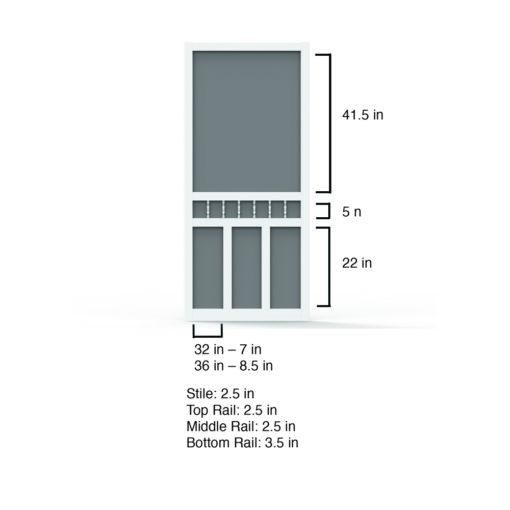 Waccamaw White Vinyl Screen Door Dimensions from Screen Tight
