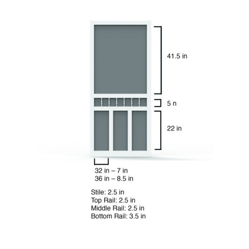 Waccamaw White Vinyl Screen Door Dimensions from Screen Tight