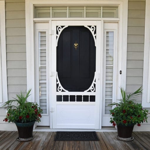 Belle Harbour White Vinyl Screen Door Front View From Screen Tight