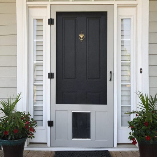 Chesapeake Wood Screen Door with XL Pet Door View By Screen Tight