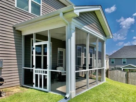 Screened In Patio with Waccamaw White Vinyl Screen Door